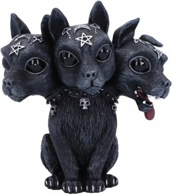 Figurinë dekorative NEMESIS NOW Diabarkus, Cerberus me 3 koka, rezinë, e pikturuar me dorë, e zezë