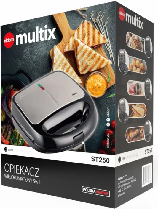 Sandwich maker multifunksional ELDOM ST250 5-në-1, i zi
