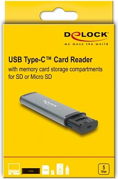 Lexues kartelash DeLOCK USB 3.2 Gen 1, SD/MicroSD, 5 Gbps, me hapësira për 9 karta, Zi/Gri