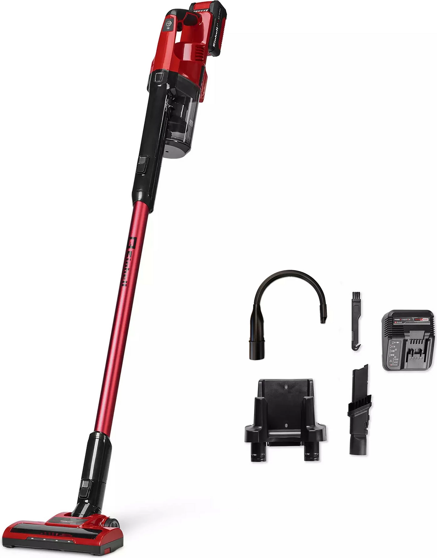 Fshesë me bateri Einhell TE-SV 18 Li, 18V 4Ah, 0.6L, 12000Pa, kuqe/zezë