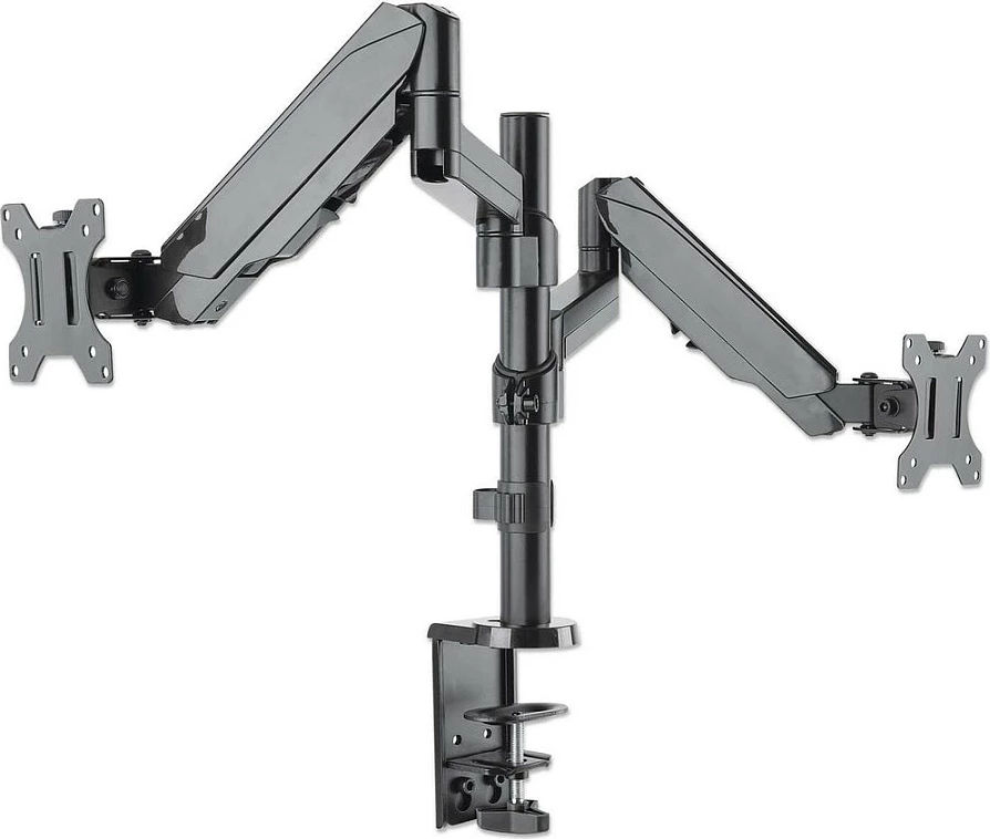 Mbajtëse tavoline për dy monitorë MANHATTAN, krah me gas spring, 17"-32", VESA 75x75/100x100, deri 8kg, gri