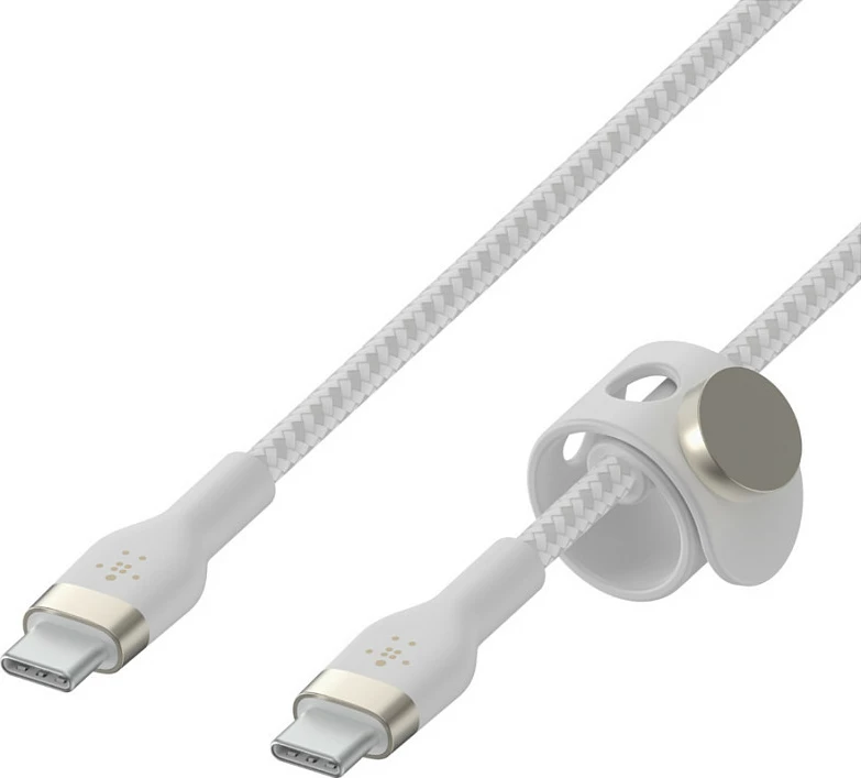 Kabëll USB-C Belkin BOOST↑CHARGE PRO Flex, 1 m, USB-C në USB-C, USB PD, i bardhë