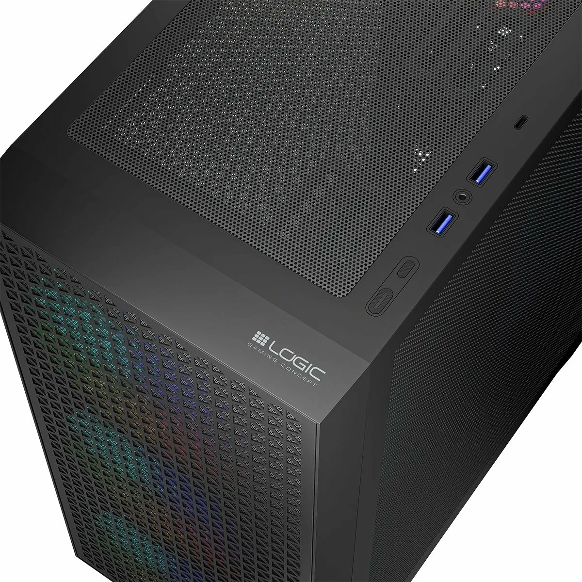 Kasë Logic Concept Dart Pro ARGB AT-DART-PRO-ARGB-10, Midi Tower ATX/mATX, 4x120mm ARGB, USB-C, e zezë