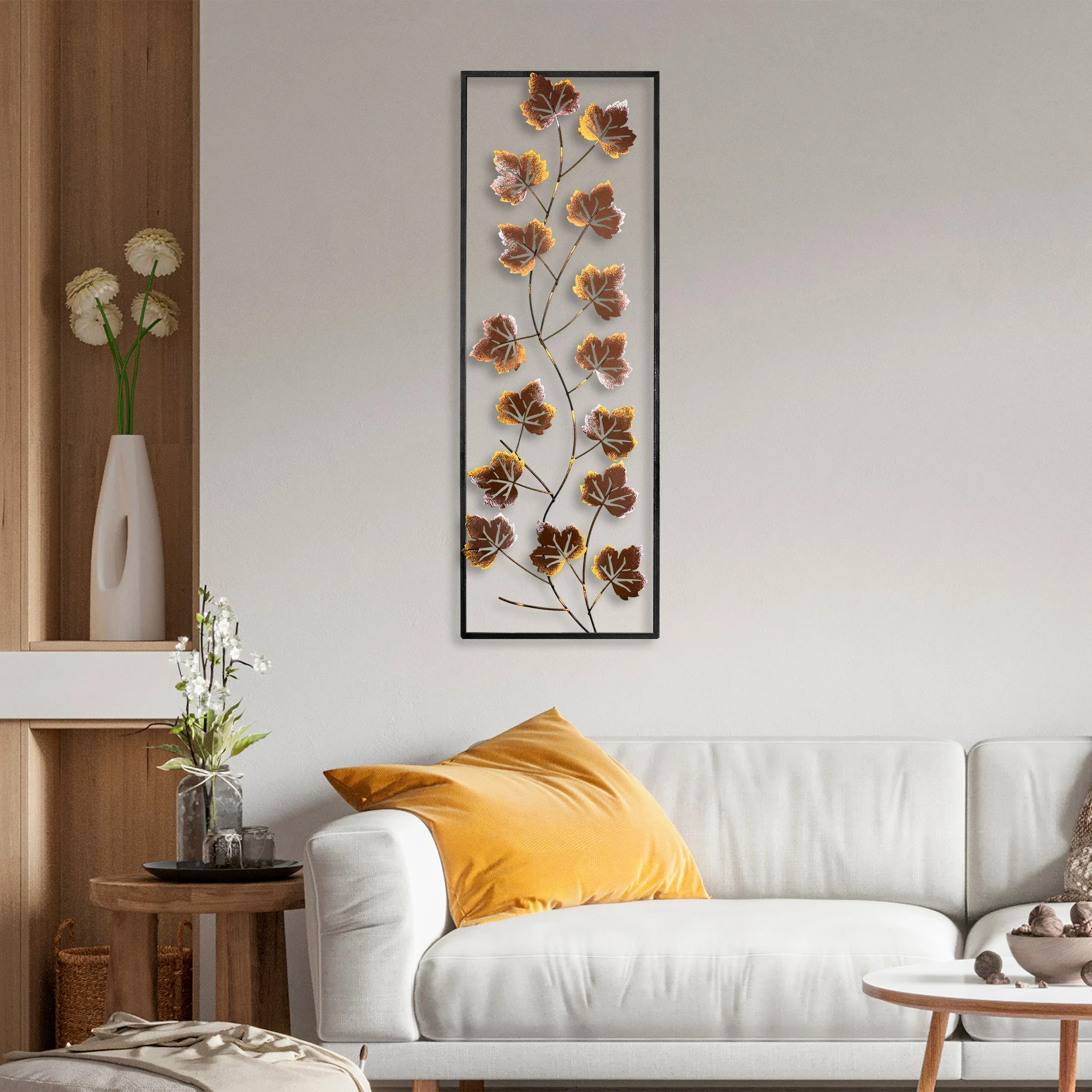 Aksesor dekorativ metalik për mur, Wallity, Platane 3, shumëngjyrësh, 32x90cm