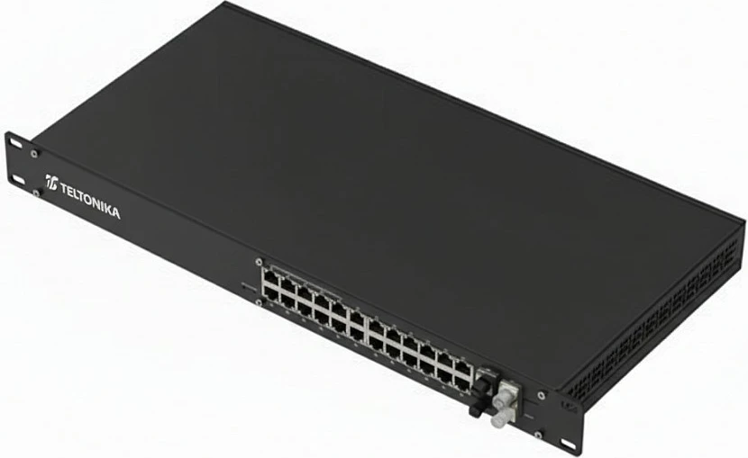 Switch Teltonika SWM280, PoE+ i menaxhueshëm, 24 porta, i zi