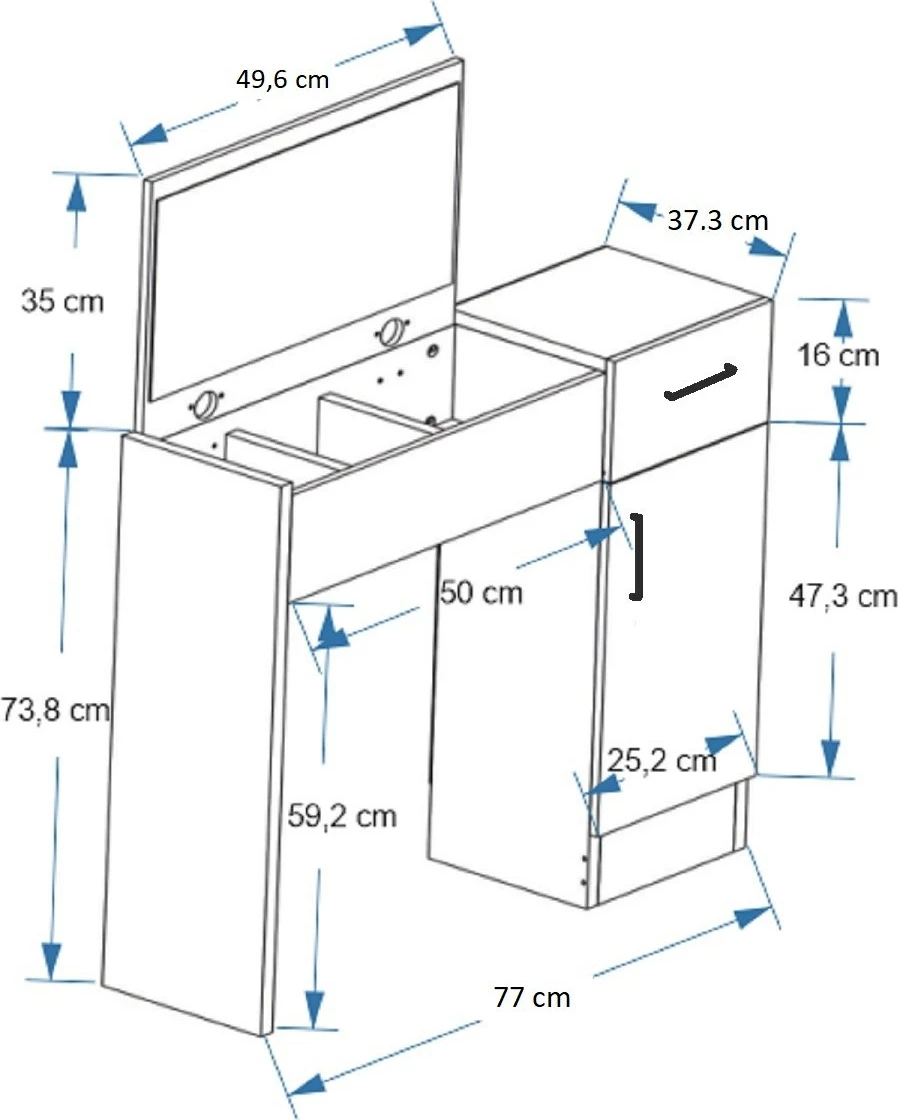 Tavolinë grimi Skye Decor, e bardhë, Inci