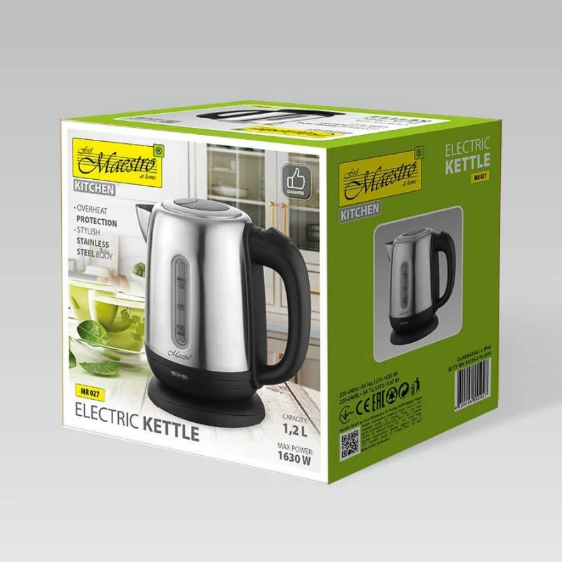 Ibrik elektrik MAESTRO MR-027, 1.2L, çelik/zi