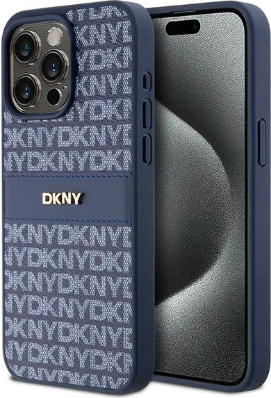 Mbështjellës DKNY Mono Stripe & Metal Logo për iPhone 15 Pro Max, Blu