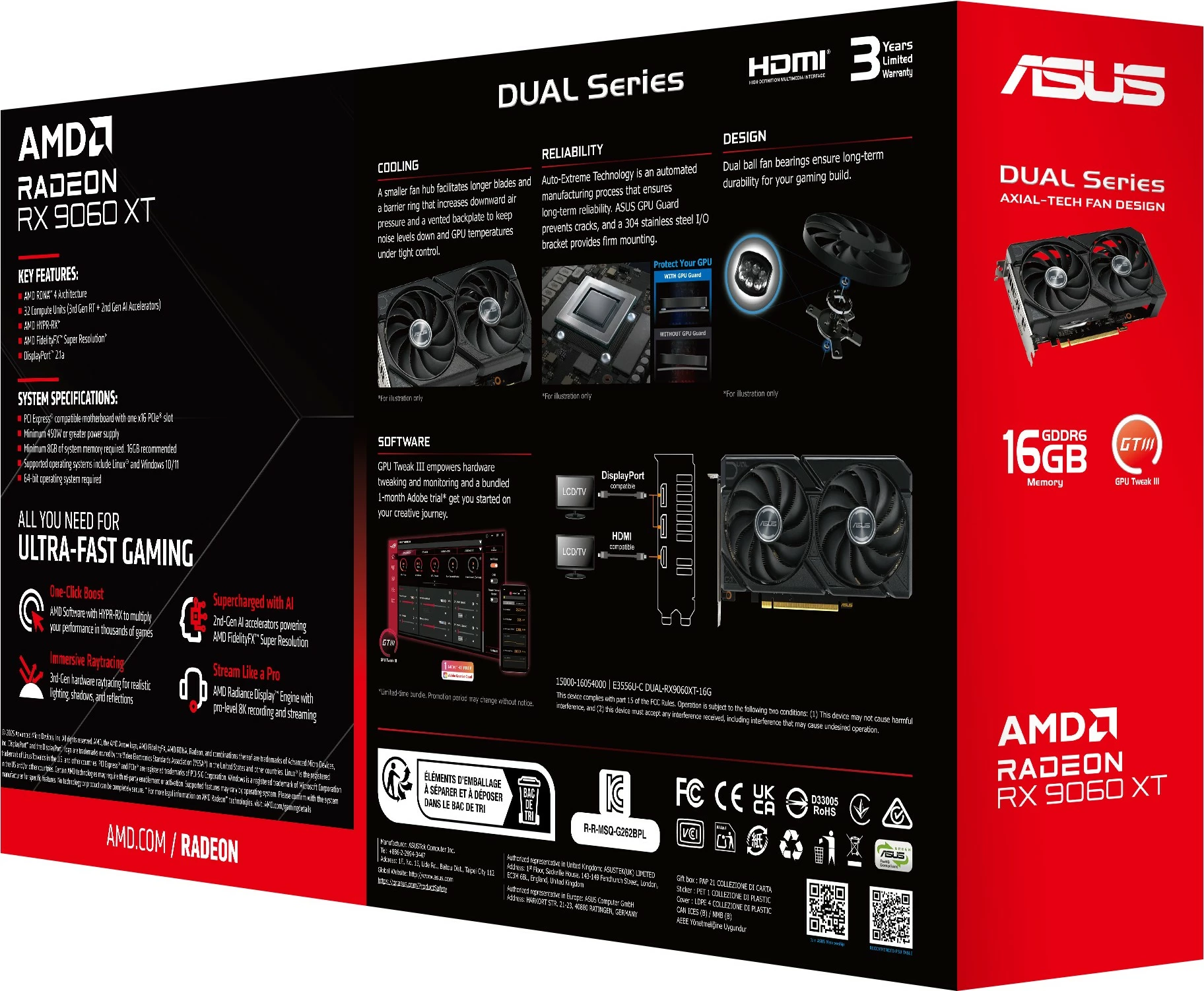 Kartelë grafike ASUS RX 9060 XT 16GB GDDR6 e zezë