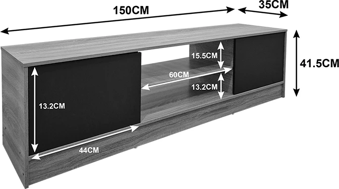 Komodë TV Sasa, ngjyrë sonoma-antracit, 150x35x41.5cm