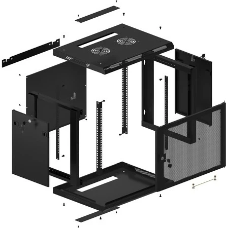 Kasë muri për server Lanberg WF01-6409-23B, 9U, 19 inç, 600x450 mm, e zezë