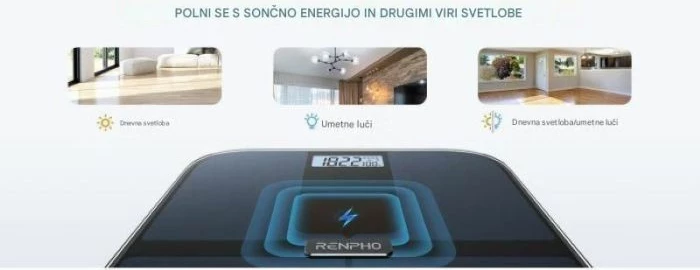 Peshore smart personale RENPHO Elis Solar 2, Bluetooth (BLE), 180 kg, 28x28x2.3 cm, e zezë