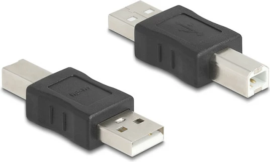 Adapter USB 2.0 DeLOCK USB A në USB B, i zi