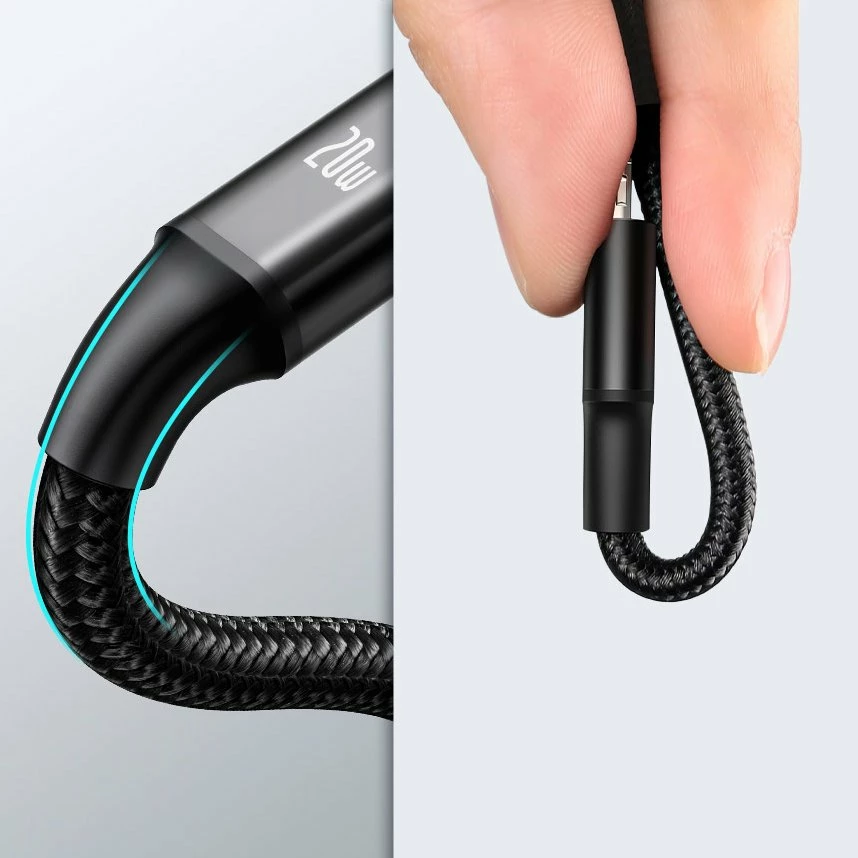 Kabllo 3-në-1 Baseus Rapid Series CAMLT-SC06, 1.5m, 20W, USB-C/Lightning/micro USB, e gjelbër