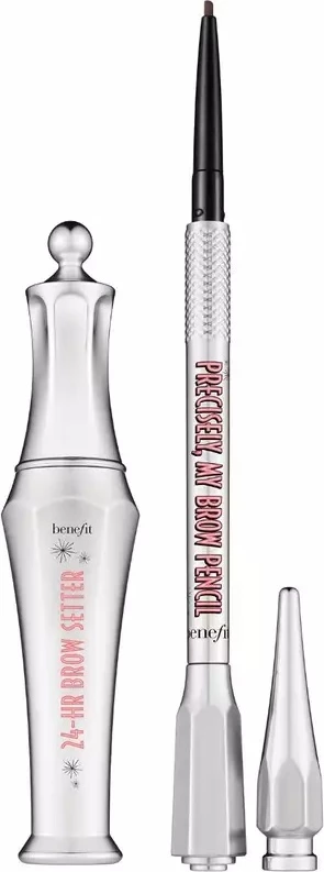 Set për vetulla Benefit 2 Brow Bigshots 24-Hour Brow Setter Clear Gel 7ml + Precisely My Brow Pencil Warm Deep Brown 0.08g, 2 copë
