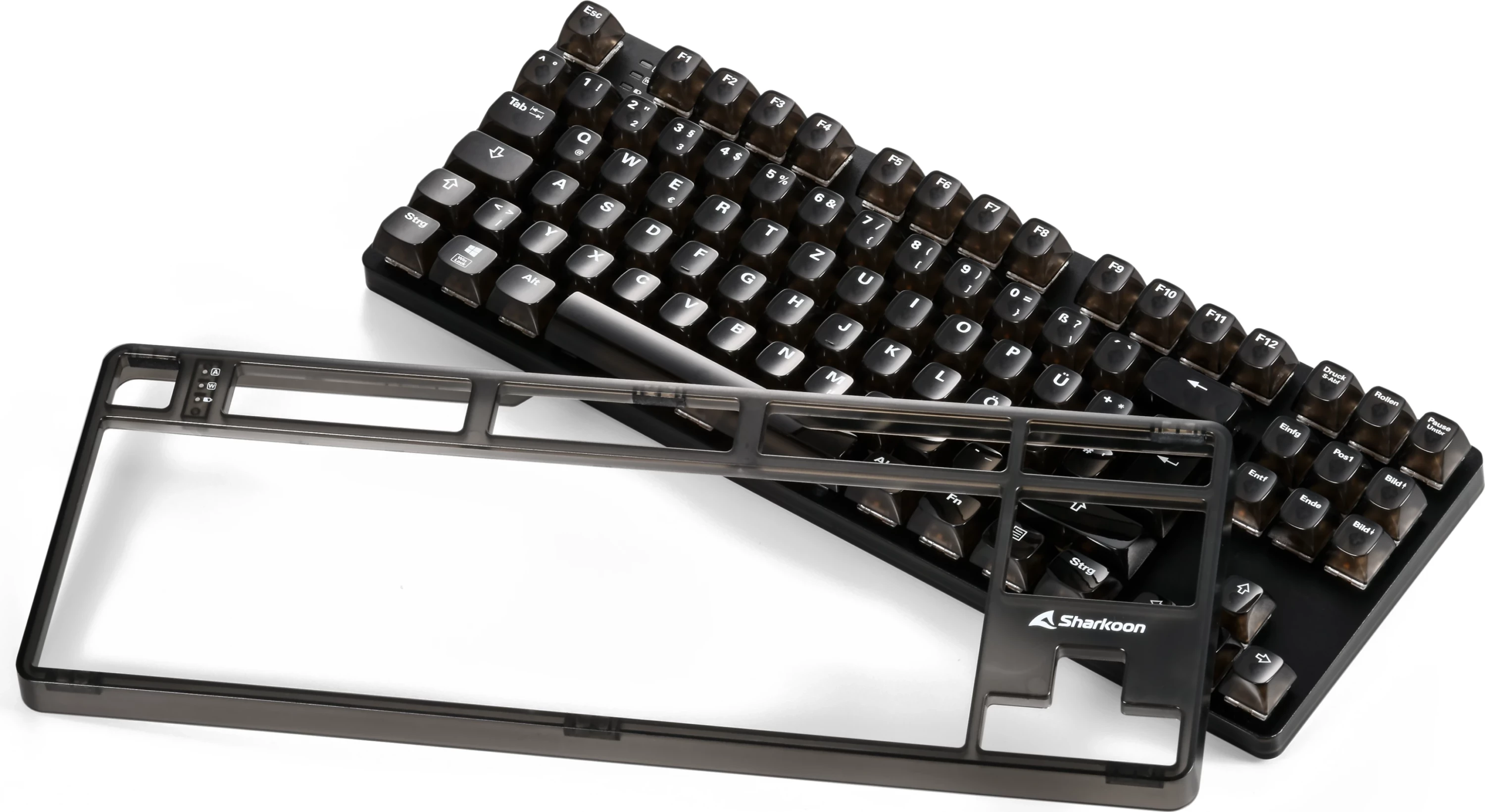 Tastierë gaming Sharkoon Crystal Shark, DE, RGB, e zezë