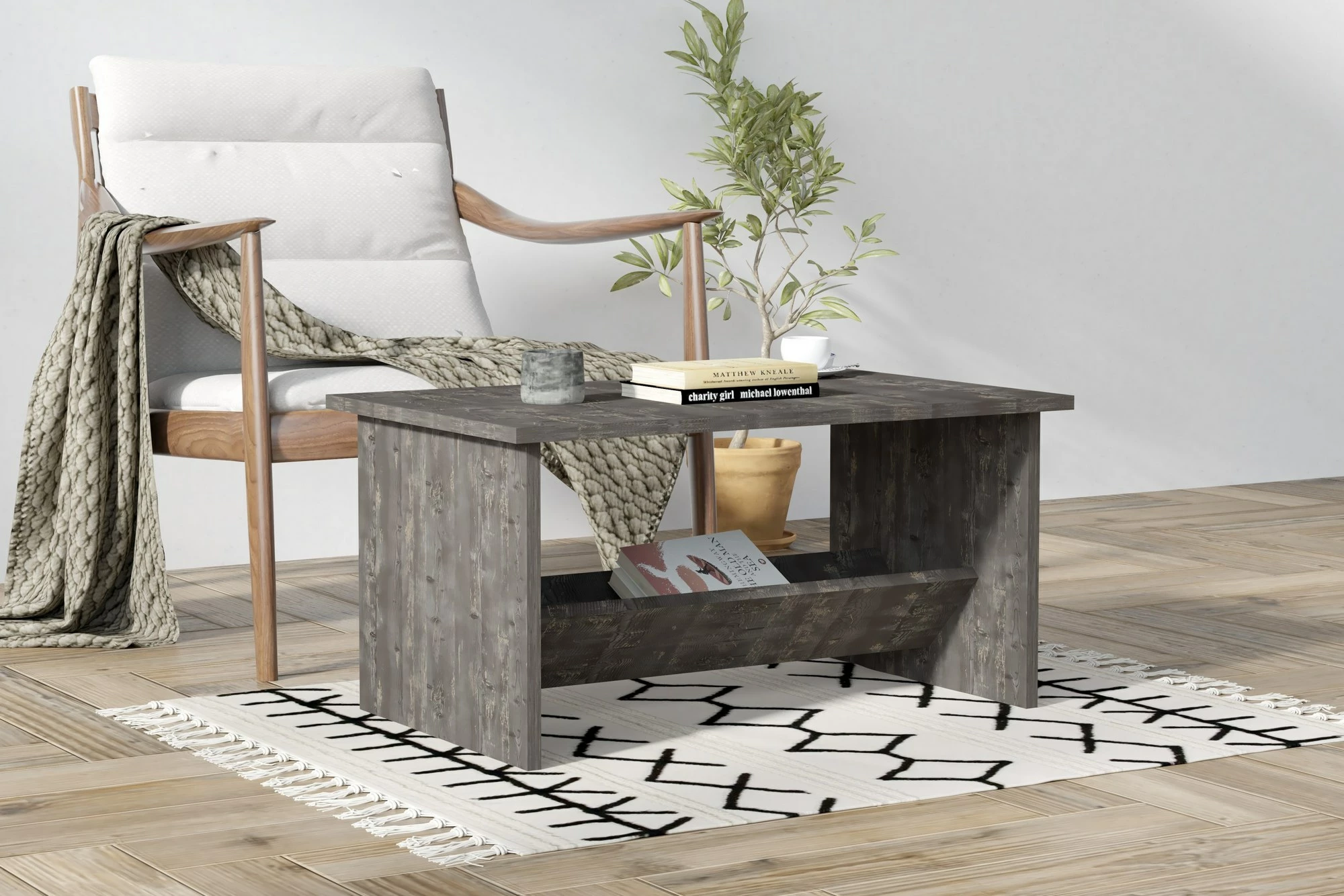 Tavolinë kafeje Hanah Home, Delta, ngjyrë antracit