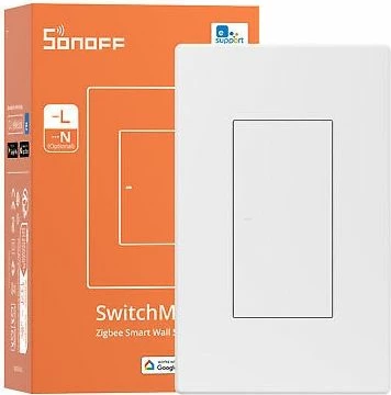 Switch muri smart SONOFF ZBM5-1C-120W, Zigbee 3.0, 1 kanal, 10A, pa neutral, bardhë