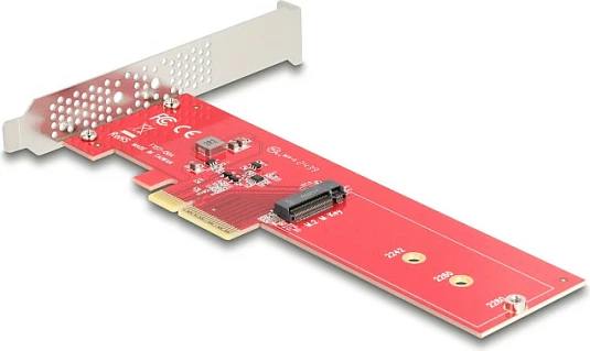 Kartë PCIe DeLOCK 90889, adapter M.2 NVMe PCIe 5.0, 2242/2260/2280, e kuqe