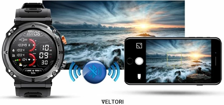 Smartwatch VELTORI për meshkuj, e zezë