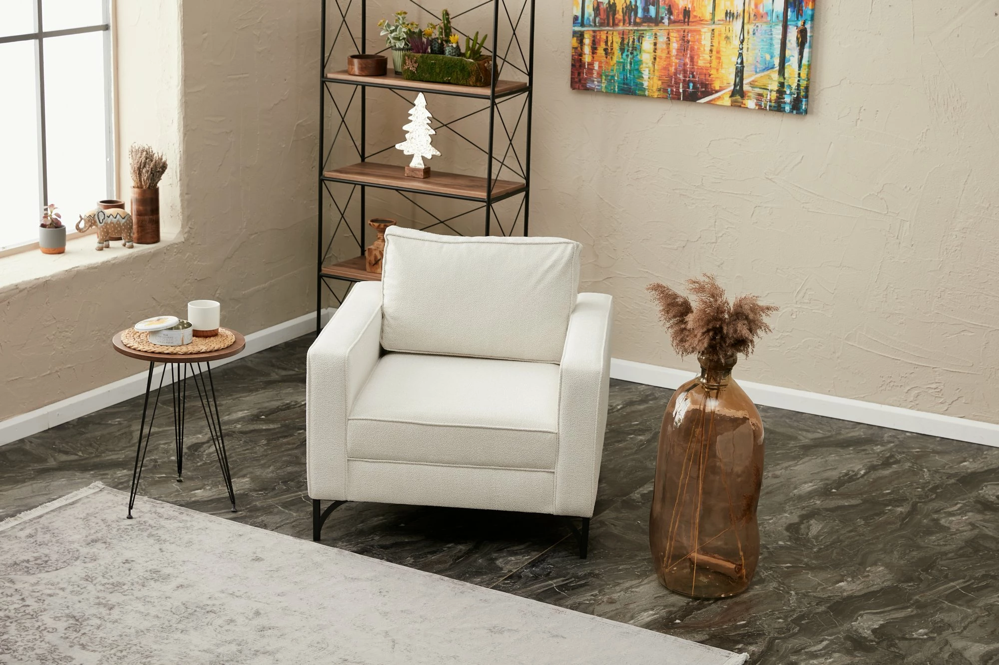 Karrige një vendëshe Atelier del Sofa, Berlin, krem, e zezë