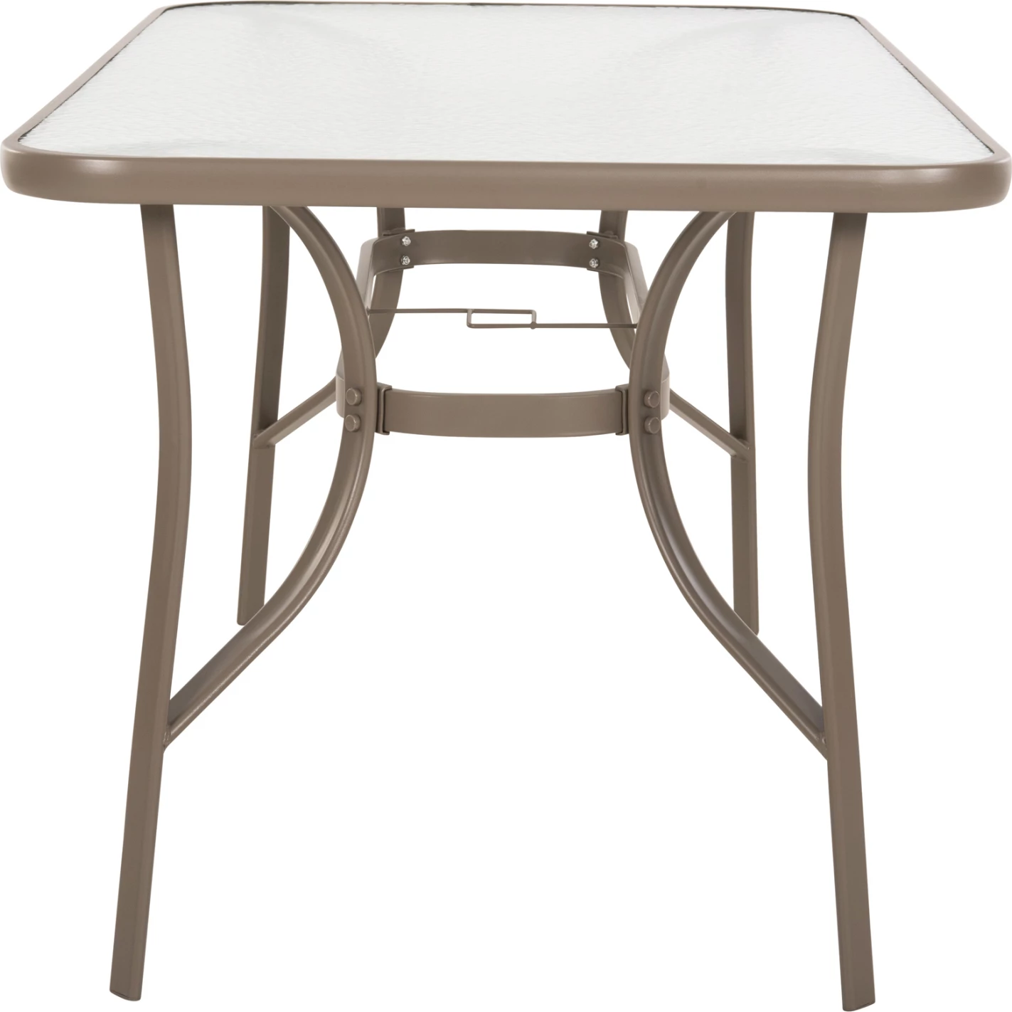 Tavolinë BRUNO FH5106.04 metalike, ngjyrë shampanjë, me sipërfaqe tavoline prej xhami të kalitur, 140x80x71 cm