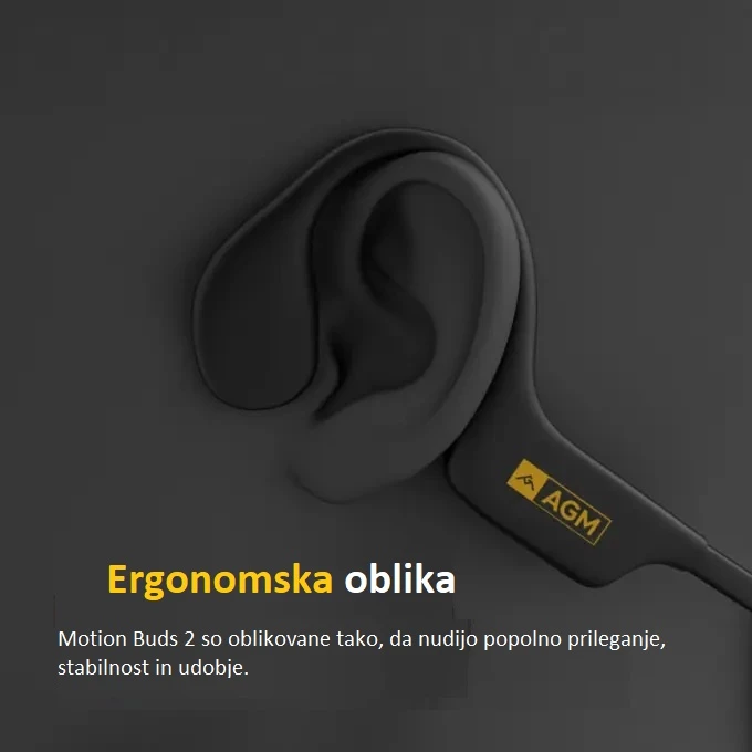 Kufje AGM Motion Buds 2, Bluetooth 5.4, transmetim kockor (open-ear), IP68, bateri deri 15 orë, të zeza