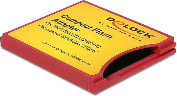 Adapter CompactFlash DeLOCK 62542, për SD/SDHC/SDXC, kuqe/verdhë