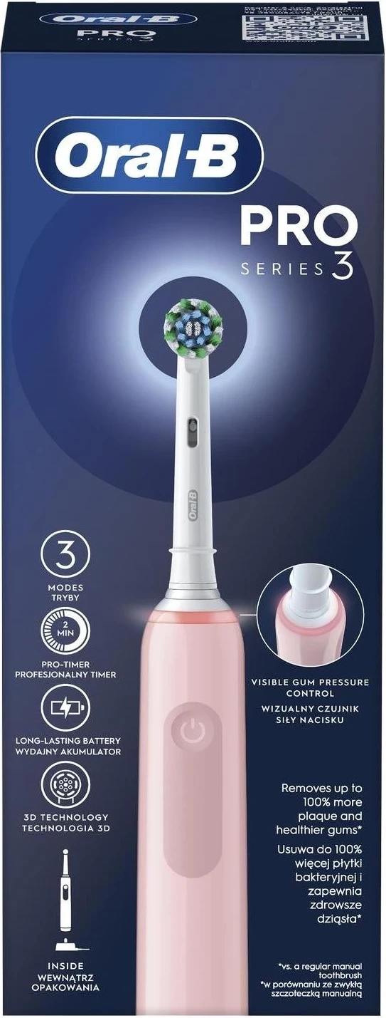 Furçë dhëmbësh elektrike Oral-B Pro 3, Cross Action, rozë