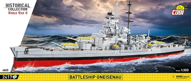 Set ndërtimi Cobi Klocki Battleship Gneisenau, 2417 pjesë, Historical Collection, gri/e kuqe