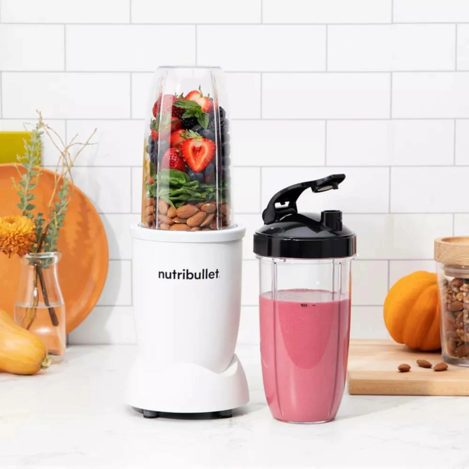 Blender, NutriBullet, NB907MAW PRO, 900W 946 ml, i bardhë, set me 2 gota dhe kapak To-Go