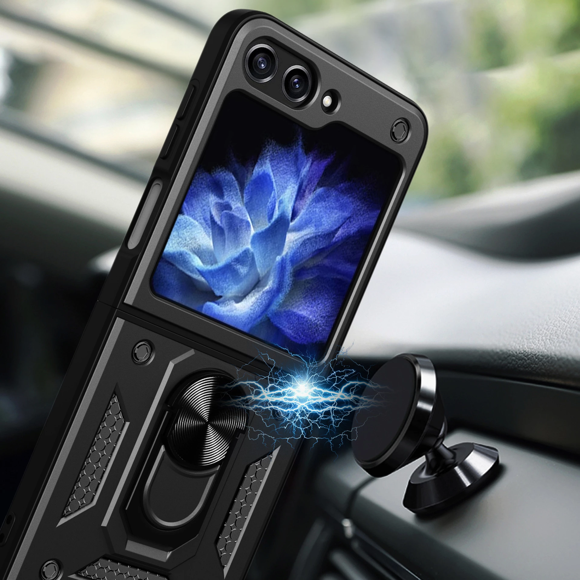 Mbështjellës Hurtel Hybrid Armor Camshield për Z Flip 5 5G, me mbrojtës kamere, Rozë