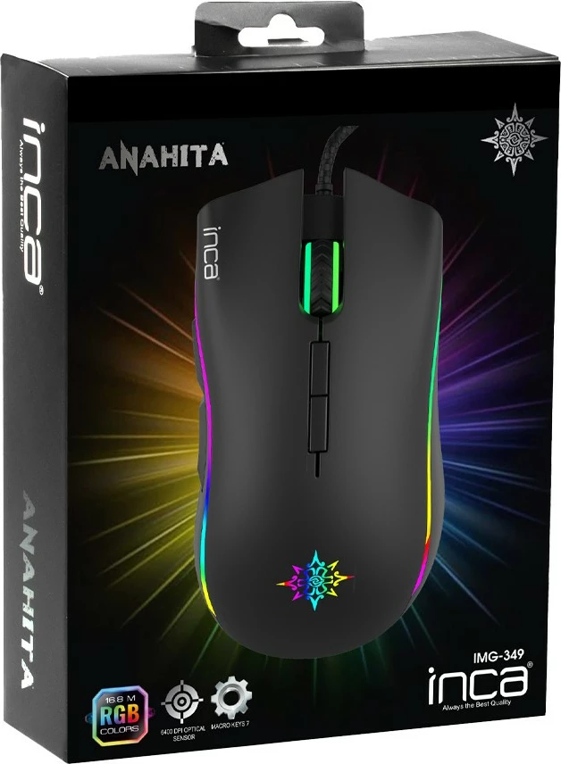 Maus gaming Inca IMG-349, 6400 DPI, 7 butona, RGB, i zi
