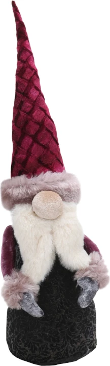 Dekoratë Krishtlindjesh Pixie Santa Claus, stof, rozë, e zezë, e bardhë, 9x9x33cm