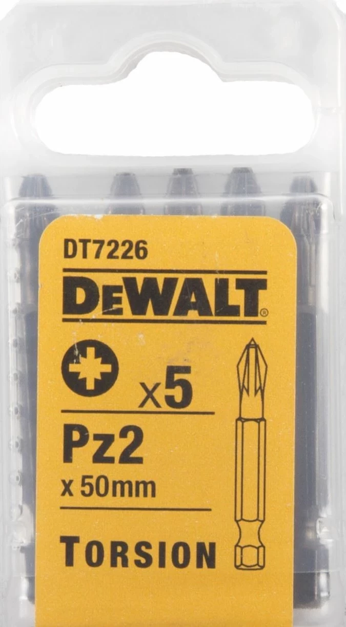 Bit për kaçavidë DeWalt DT7226 PZ2 50mm Torsion Extreme, set 5 copë