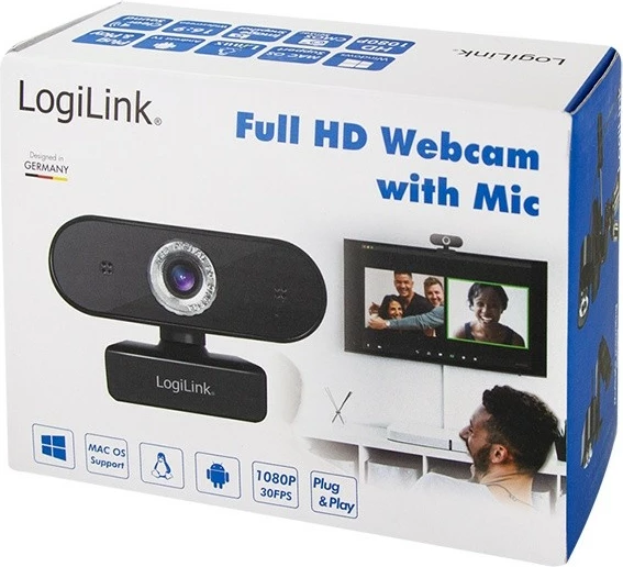 Webcam LogiLink UA0371 Full HD 1080p me mikrofon, e zezë