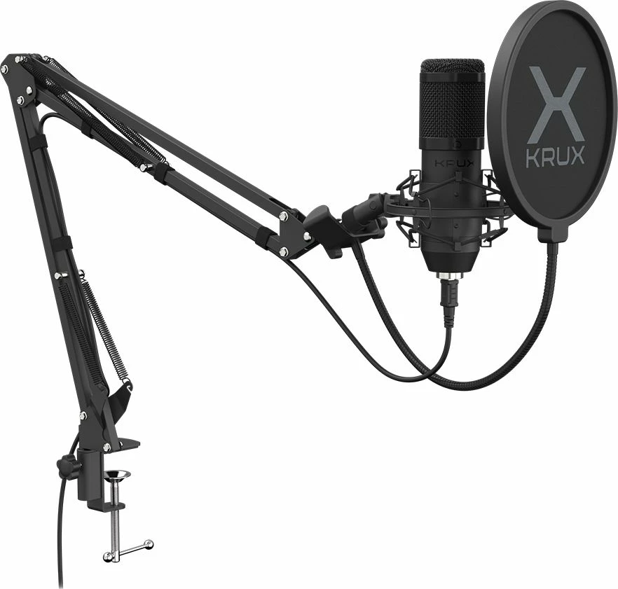 Mikrofon Krux EDIS 1000 KRX0109 USB kondensator kardioid me boom arm, set, i zi