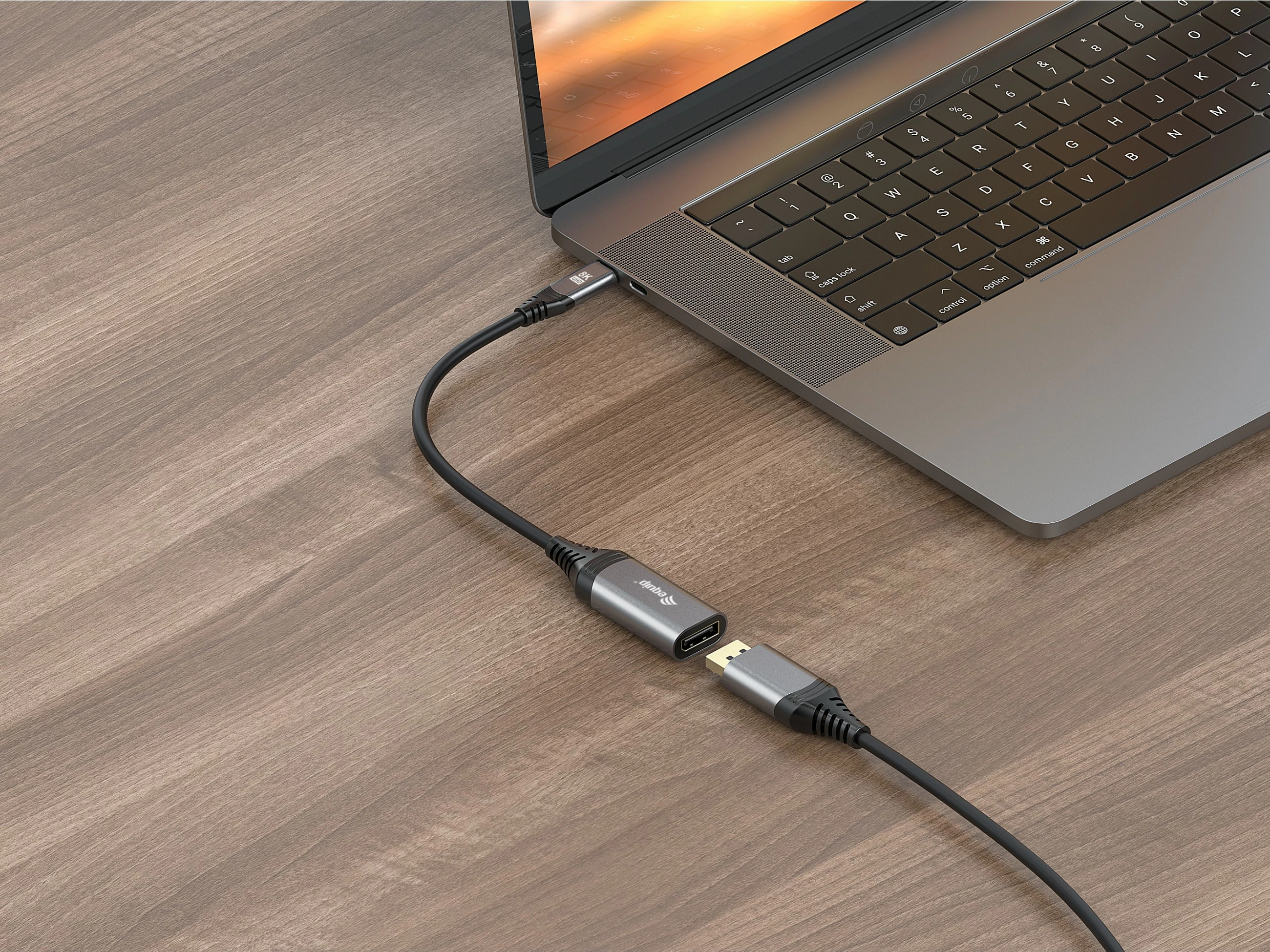 Adapter USB-C në DisplayPort 1.4 Equip, 8K/30Hz, 0.15m, zi/gri