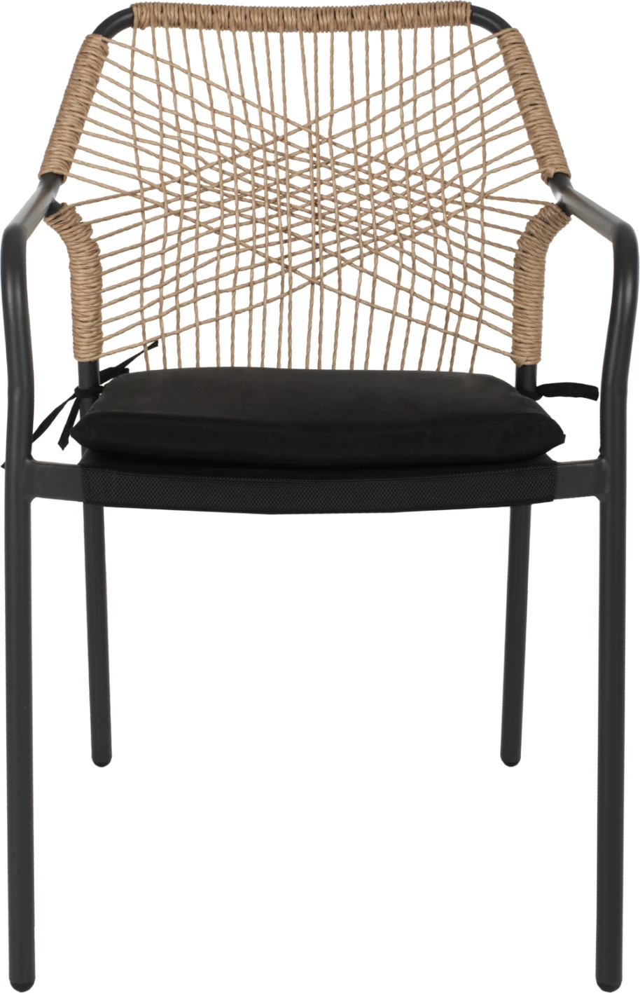 Karrige alumini për jashtë, FH5865.11, kornizë gri e errët dhe shportë bexh, jastëk i zi