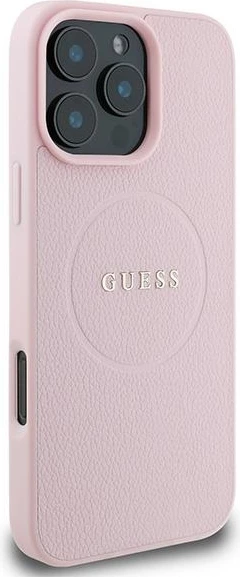 Mbështjellës Guess Grained Ring MagSafe për iPhone 16 Pro, Rozë