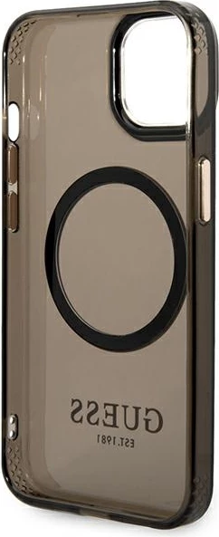 Mbështjellës Guess GUHMP14SHTCMK për iPhone 14 6.1", i fortë, MagSafe, i zi/ari