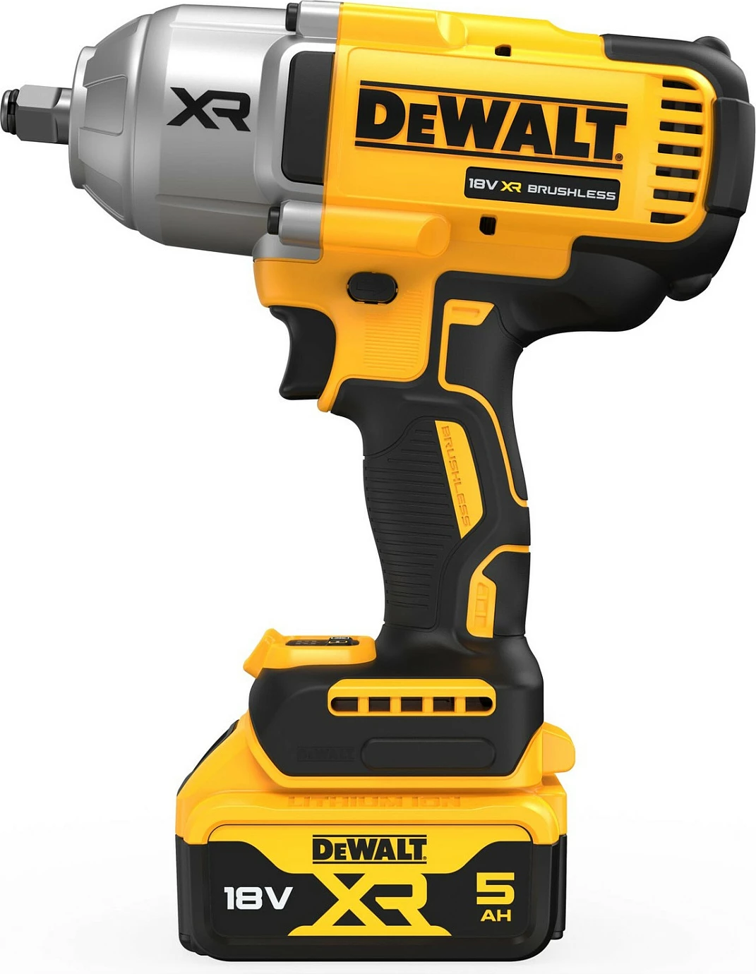 Çelës goditës DeWALT DCF900P2T-QW, brushless, 1/2", 18V, 5Ah, zi/verdhë