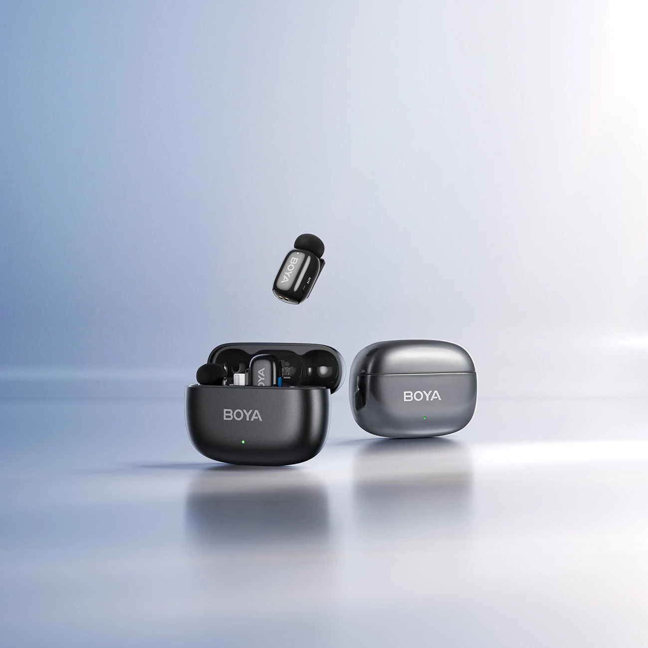 Set mikrofonësh wireless BOYA Mini 2-02 2.4GHz, USB-C, 2 transmetues + marrës, me kasë karikimi, i zi
