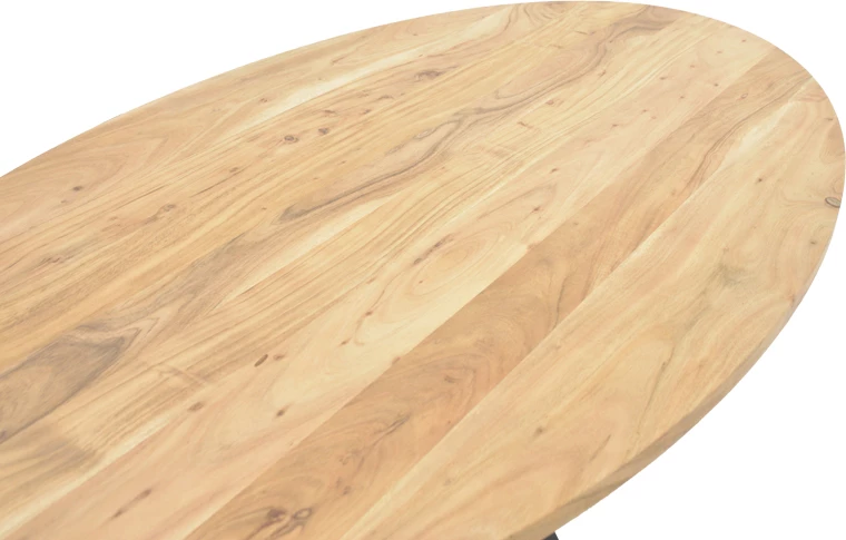 Tavolinë Bonre dru akacie natyrale-këmbë metalike e zezë 175x96x76cm