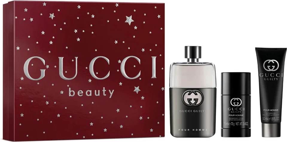 Set për meshkuj Gucci Guilty Pour Homme Eau de Toilette 90ml + xhel dushi 50ml + deodorant stick 75ml