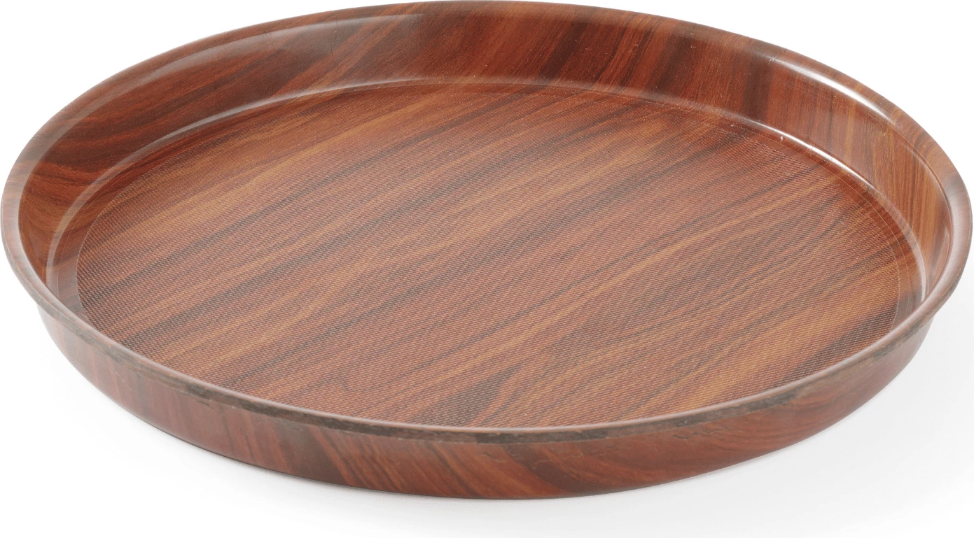 Tabaka, Amerbox Montana, rrethore Ø360 mm, anë të lartë, sipërfaqe kundër rrëshqitjes, kafe dru arrë