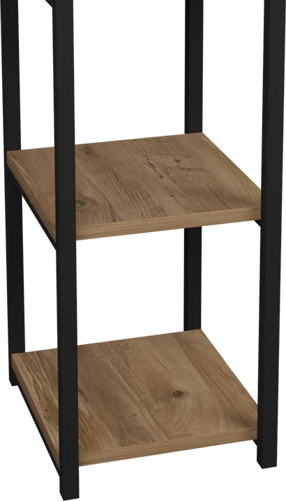 Raft dyshemeje Harvey metal i zi dhe melaminë, ngjyrë natyrale, 33x28x100cm