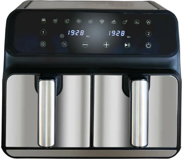 fritezë me ajër e nxehtë, Unold, Twin Zone 58685, 8 L (2x4 L), 1700 W, e zezë/argjendtë