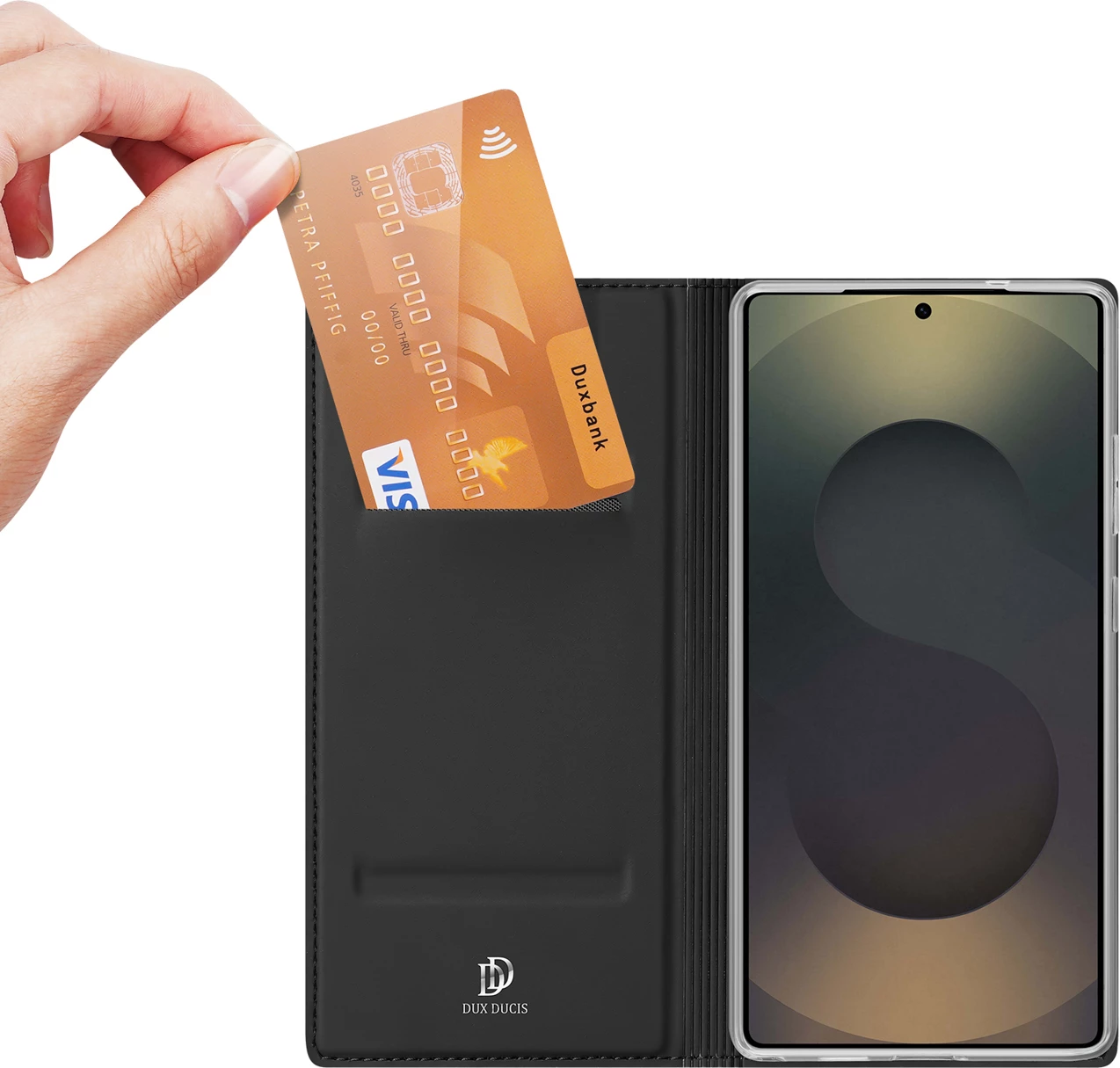 Mbështjellës Dux Ducis Skin Pro për Samsung Galaxy S26 Ultra, flip me portofol dhe stand, i zi