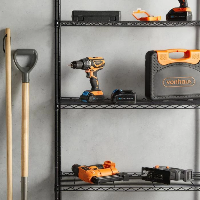 Raft telor 5-katësh VONHAUS 3500255, çelik rezistent ndaj gërvishtjeve, 100 kg/raft, i zi